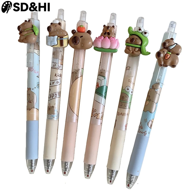 Kawaii Cartoon Capybara Blue Ink Erasable Gel Pen School Office Supplies Stationery Gift Students Cute Pens Pretty Aesthetic