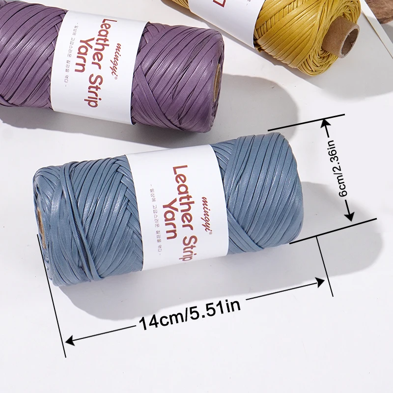 3-Pack of Faux Leather Fabric Yarn, 150g Per Roll, Total 450g, Yarn for Crocheting Handmade Bags, Storage Baskets, Slippers, Seat Cushions, Heat-Resistant Mats, Coasters, and Various Other Handmade Crafts