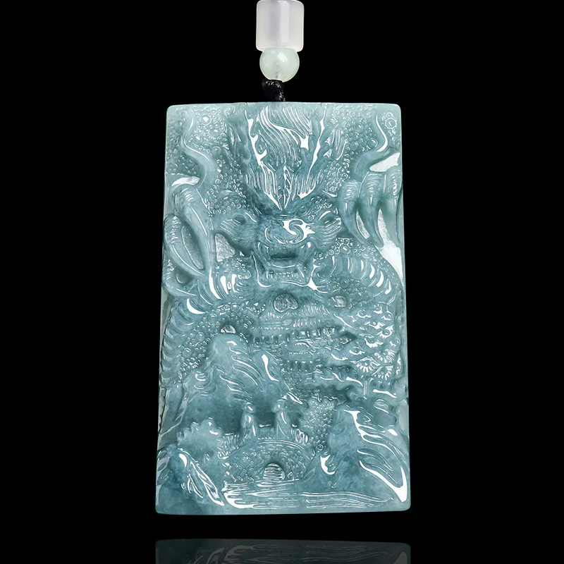 

Burmese Jadeite Blue Water Ice Seed Dragon Pendant Necklace Real Jewelry Talismans Charm Amulet Luxury Accessorie Designer