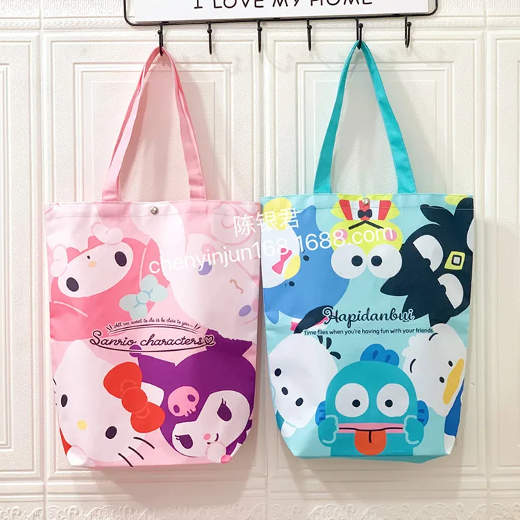 

Cute Sanrio Shopping Bag Hello Kitty Cinnamoroll Kuromi Anime Magnetic Buckle Canvas Bag Cartoon Shoulder Bag Protable Bag Gift