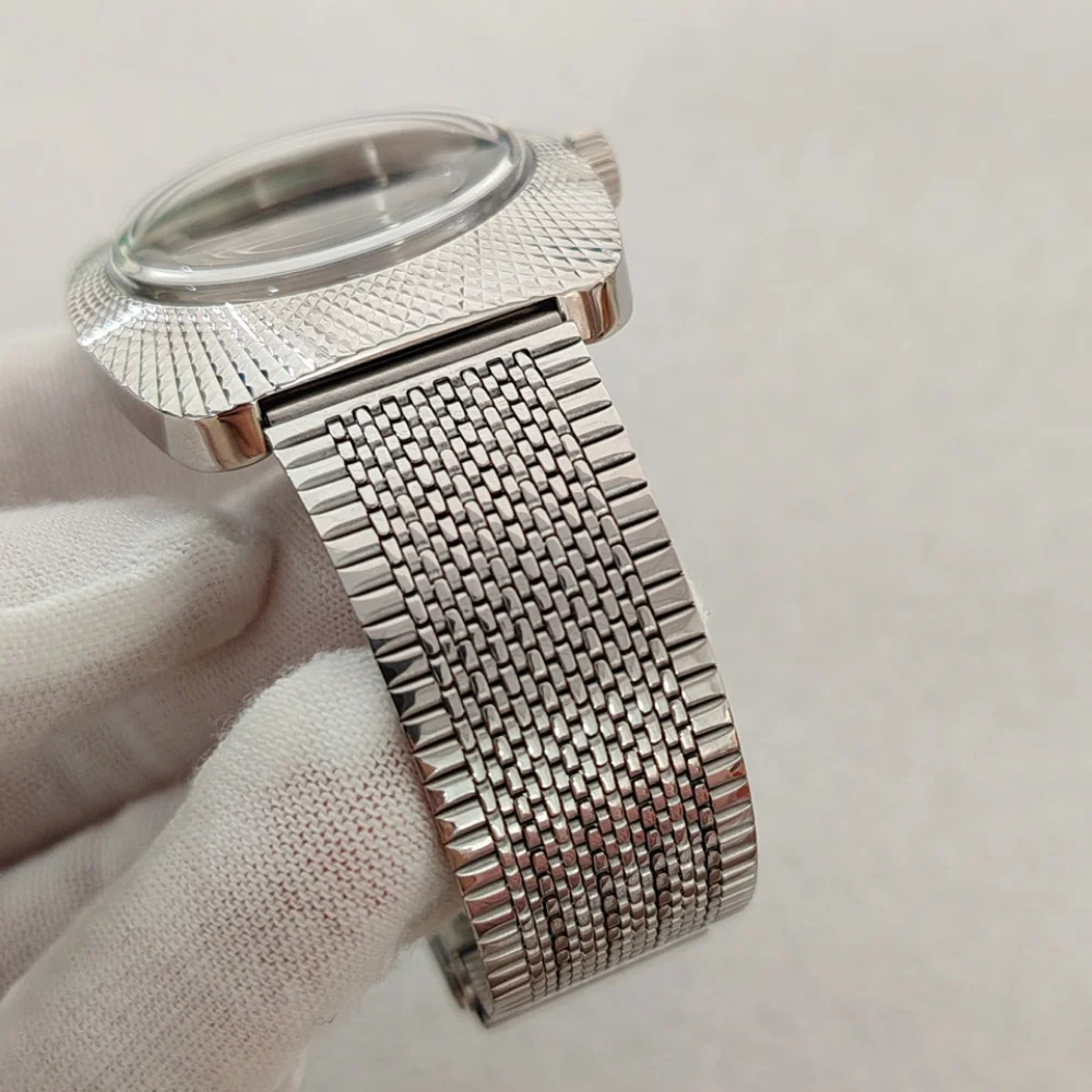 جديد 36.5 مللي متر حافظة ساعة + حزام ساعة مصقول عش الطيور تصميم ساعة أجزاء تعديل لحركة NH35/ NH36/7S