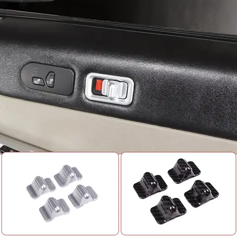 허머 H2 03-07 ABS 탄소 섬유 실버 자동차 인테리어 문짝 안전 잠금 스위치 커버 장식 프레임 스티커, 자동차 액세서리