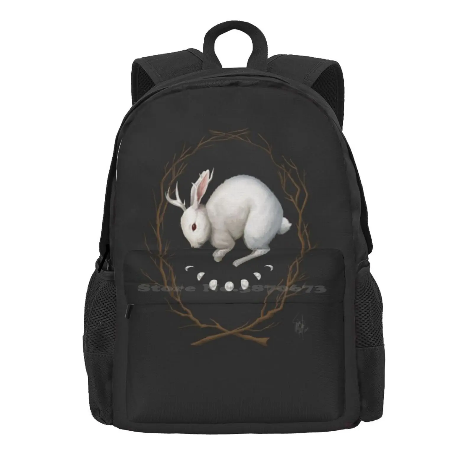 Midnight Run Hot Sale Schoolbag Backpack Fashion Bags Witchy Occult Jackalope Moon Phases Nature Dark Cameo Gothic Fantasy