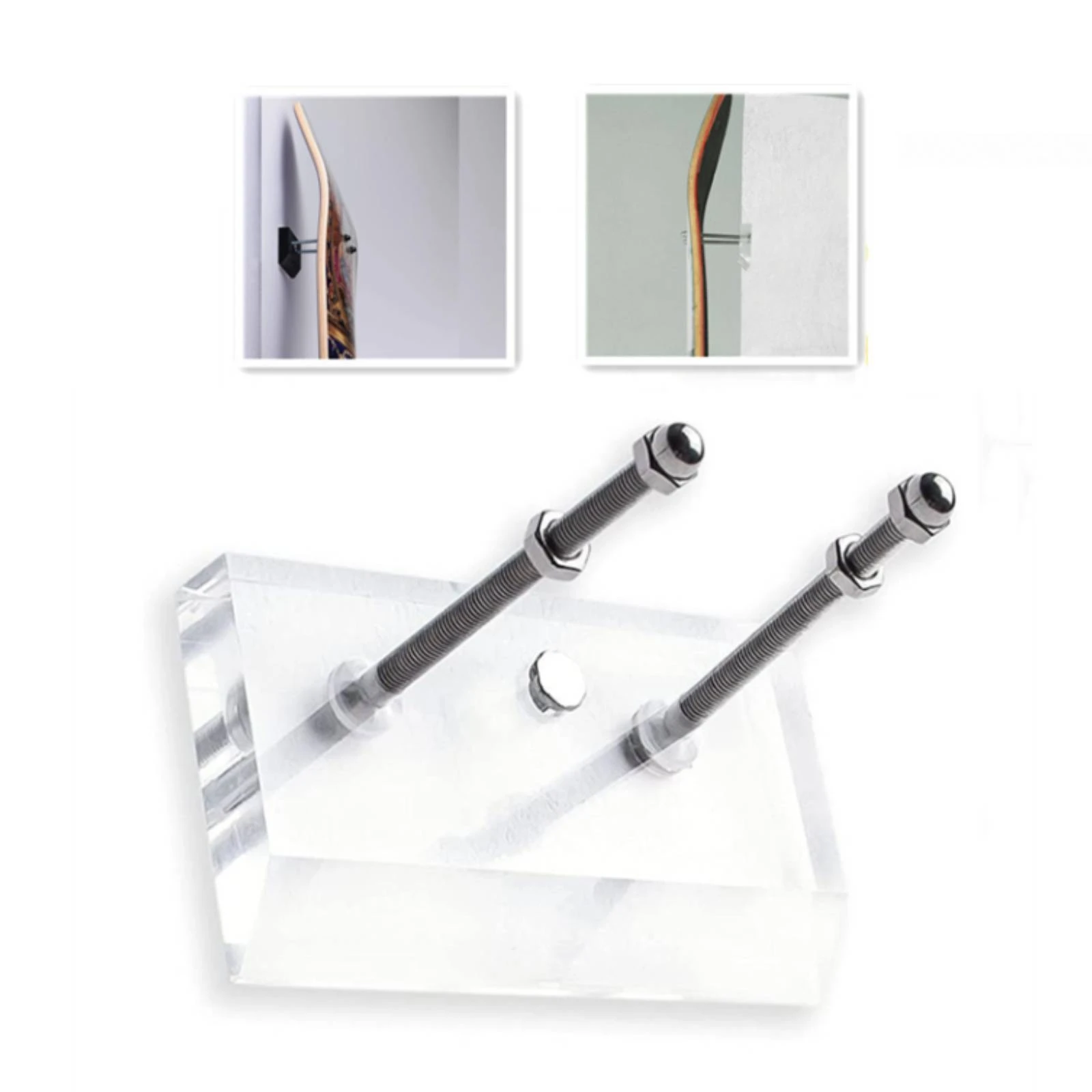 Skateboard Wall Mount Compact Skateboard Display Rack Transparent Sturdy for Skateboarders, Bedroom, Skate Shop