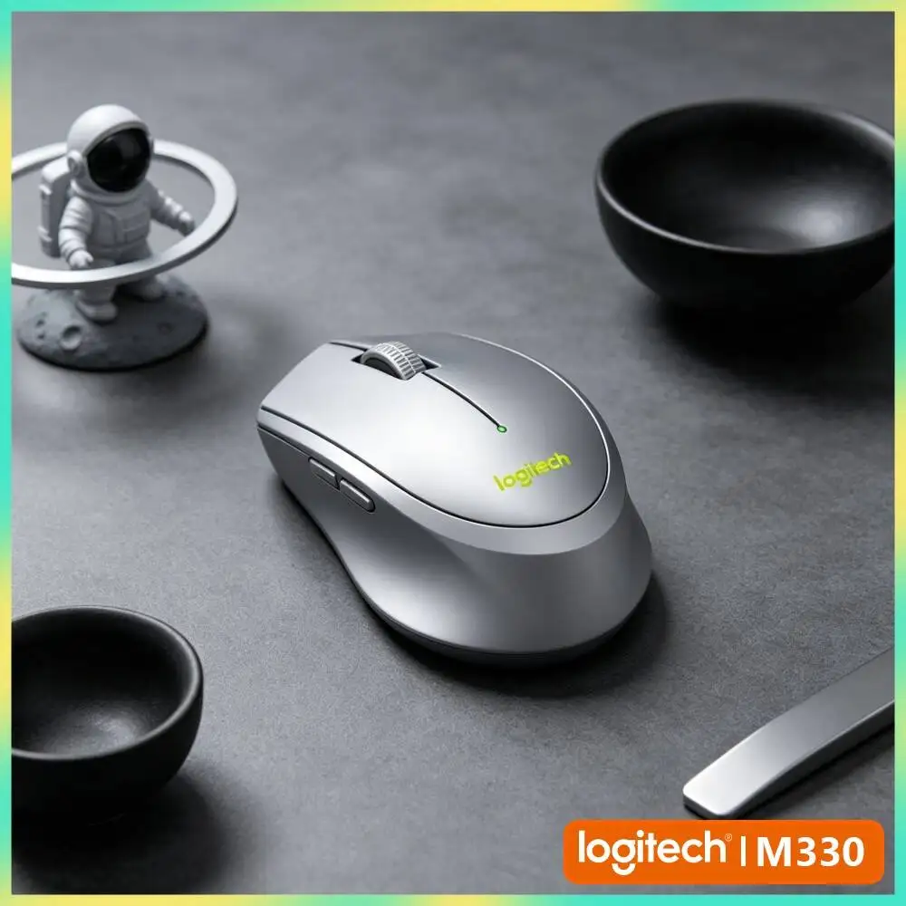 Logitech M330 Wireless Silent Mouse 2.4G Cordless Optical Tracking 10m Range Anti-Drop for Windows Mac Linux Desktop Tray