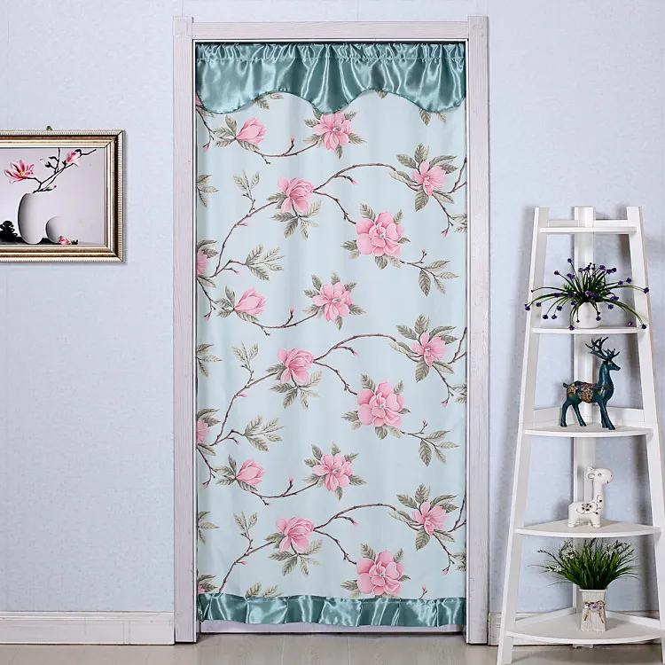 Cortina de puerta semipanel de tela estilo japonés para cocina, dormitorio, sala de estar, cortina larga, separador de ambientes