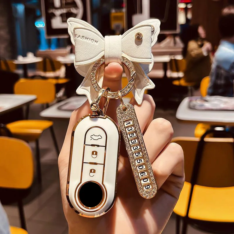 Car Key Case for Fiat Ducato 500 500L Panda Grande Punto Lancia Musa Bravo 3 Buttons Remote Fob Cover Shell Keychain Accessories