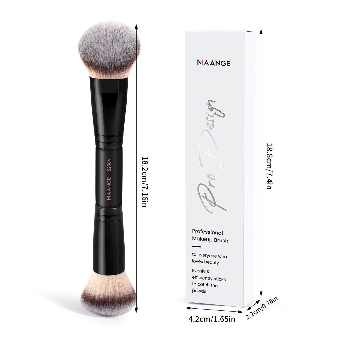 Maange escova de pó de base de ponta dupla, cabelo macio e denso para corretivo, escova facial, cosméticos de beleza, acessórios de mistura de beleza