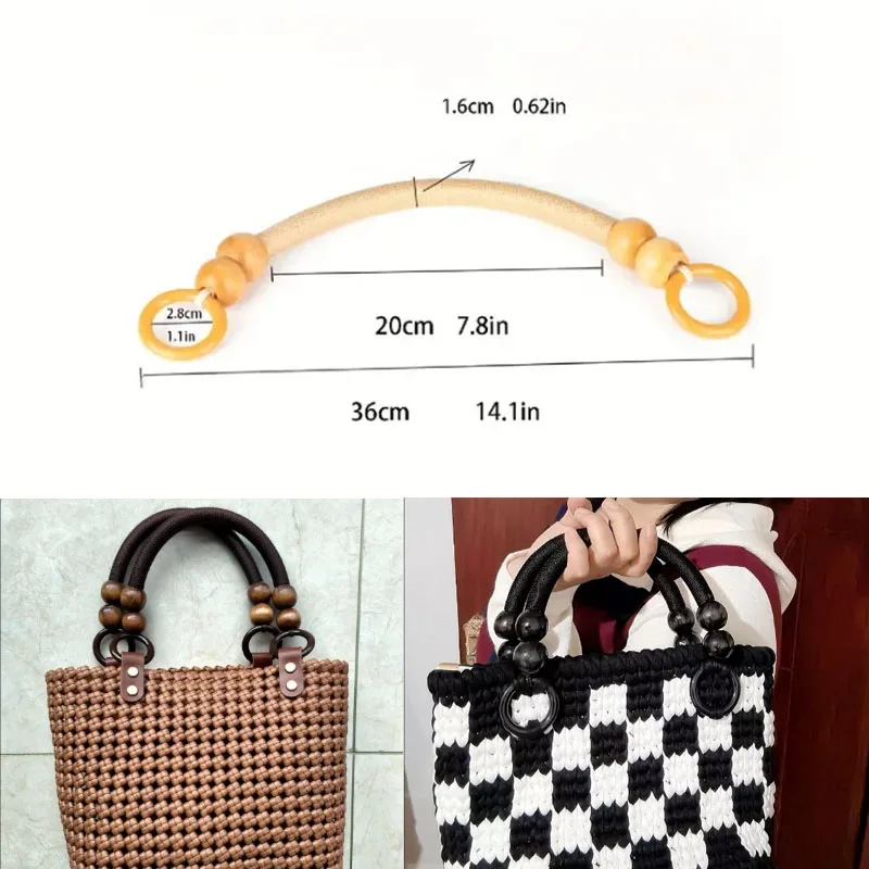 1 Pair Vintage Woven Beads Bag Handle, Replacement Bag Strap Accessories, Strap Beaded Handle Wrist Bag Accessories