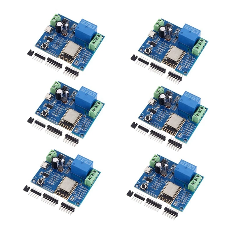 Módulo controlador de relé WIFI, DC 5V, 8V-80V, ESP8266, inalámbrico, ESP-12F para aplicación de hogar inteligente IOT, 6 uds.