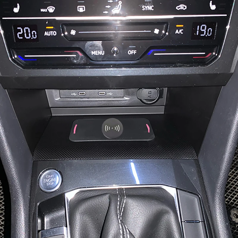 

Для VW Tiguan MK2 Tiguan Allspace Tharu 2017-2021 LHD автомобильное беспроводное зарядное устройство быстрое зарядное устройство для телефона держатель для зарядки для iPhone