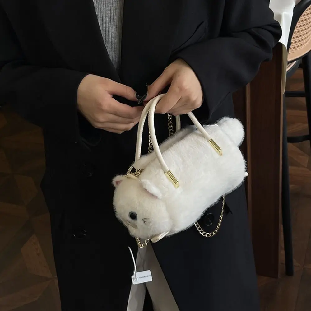 

Trendy Designer Cat Cross bag Small Cute Casual Simulated Cat Bag Fluffy Fur Zipper Women's Handbag for Girls