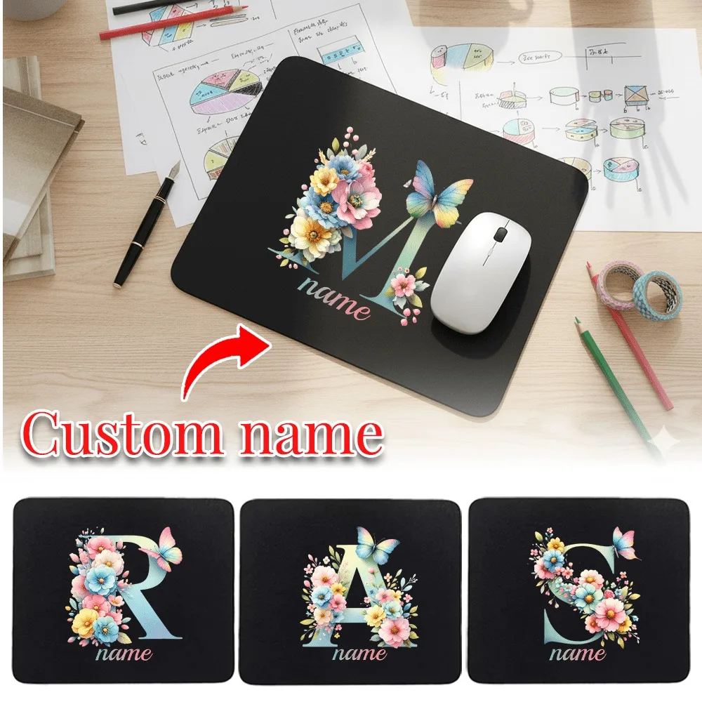 Luxury Anti-Slip PU Customizable Mouse Pad With Name Initial Design, Waterproof Easy Clean For Gamers Office Staff