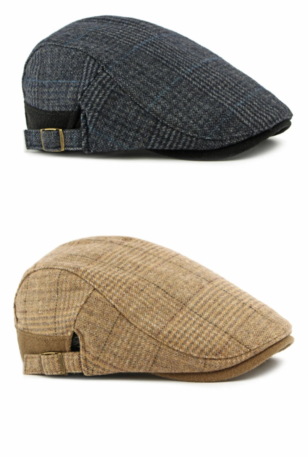 HT4934 Herren Berets Frauen Neue Herbst Winter Wolle Baskenmütze Hut Plaid Künstler Maler Hut Einstellbare Ivy Flache Kappe Männlich Weiblich Baskenmütze Kappe – Detail 10