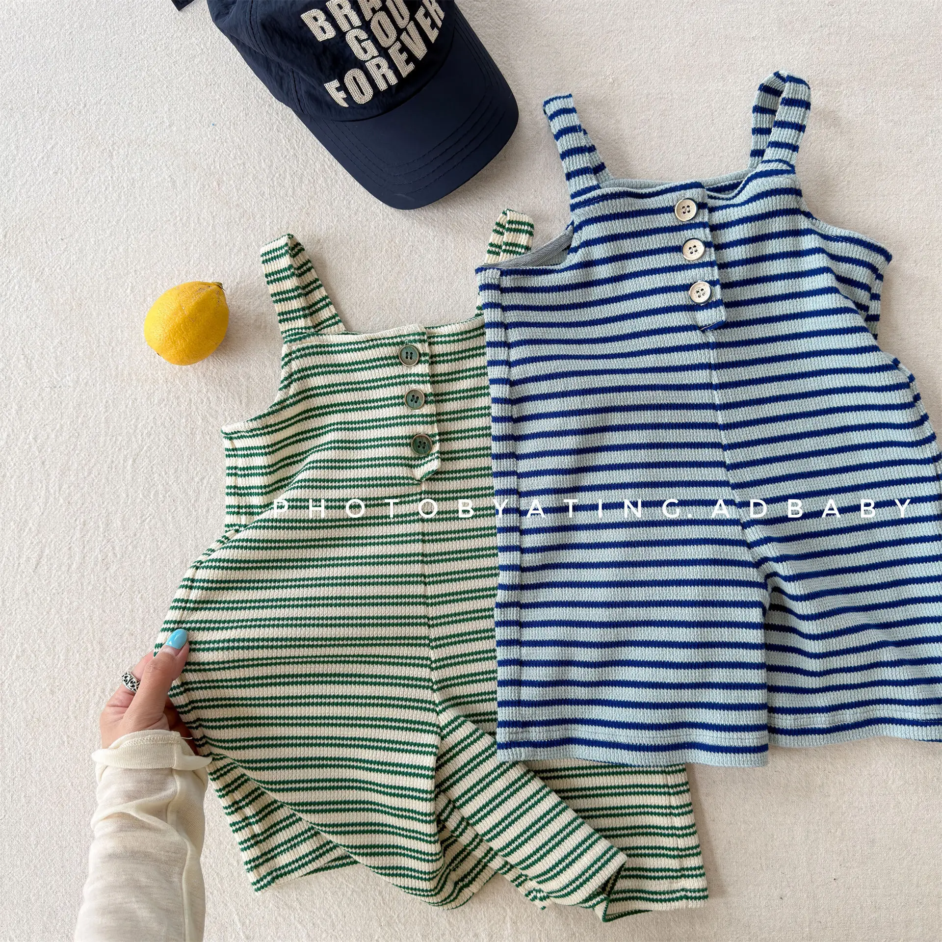 2026 Summer New Children Loose Casual Overalls Toddler Girls Sling Jumpsuit Cotton Boys Thin Striped Strap Shorts Kids Clothes image 6
