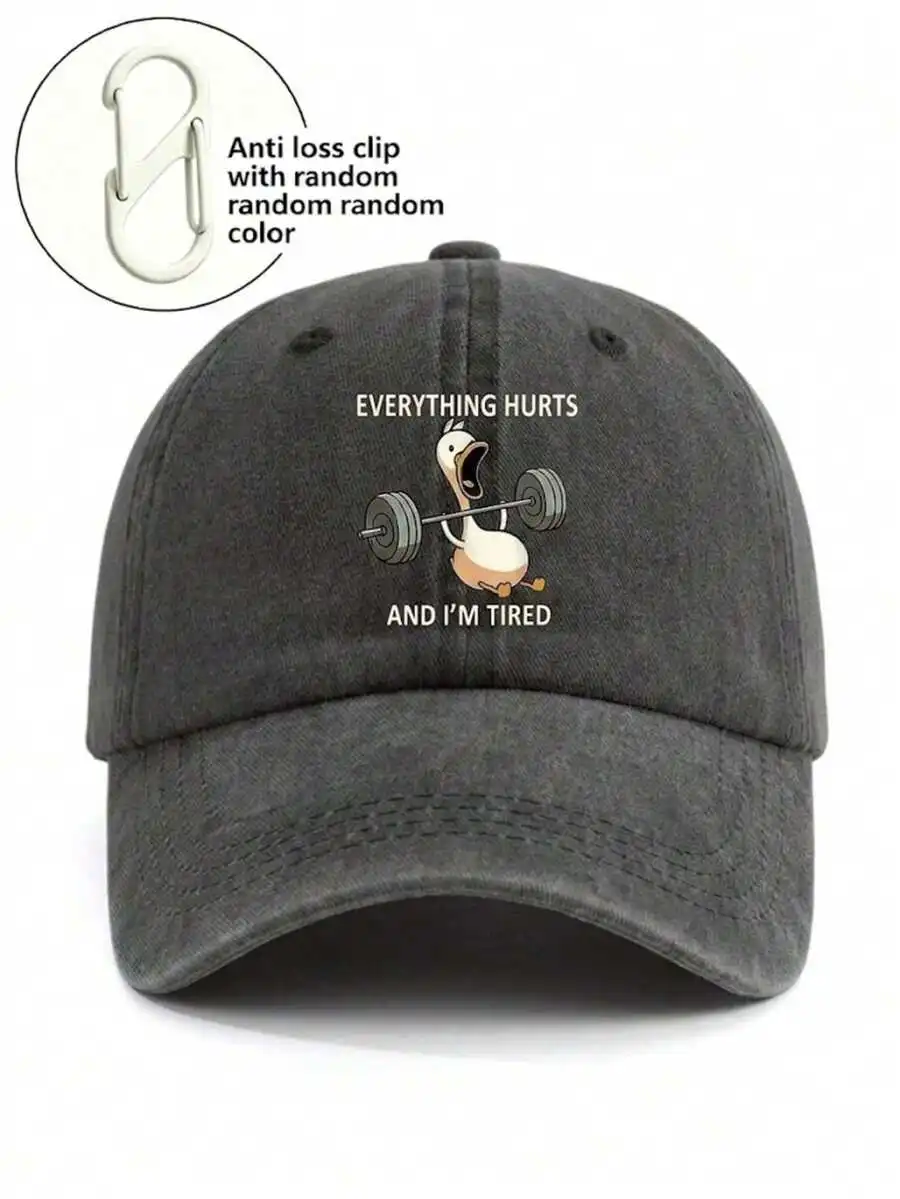 BONNY BOOM 1pc Washed Baseball Cap - A Baseball Cap With Animal Pattern, Comfortable And Breathable, In Neutral Tones, Suitable