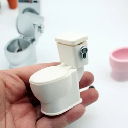1:6 Mini Toilet Bowl with Flushing Sound Closestool Bathroom Dollhouse Simulation Model Doll Accessories Home Decor Crafts