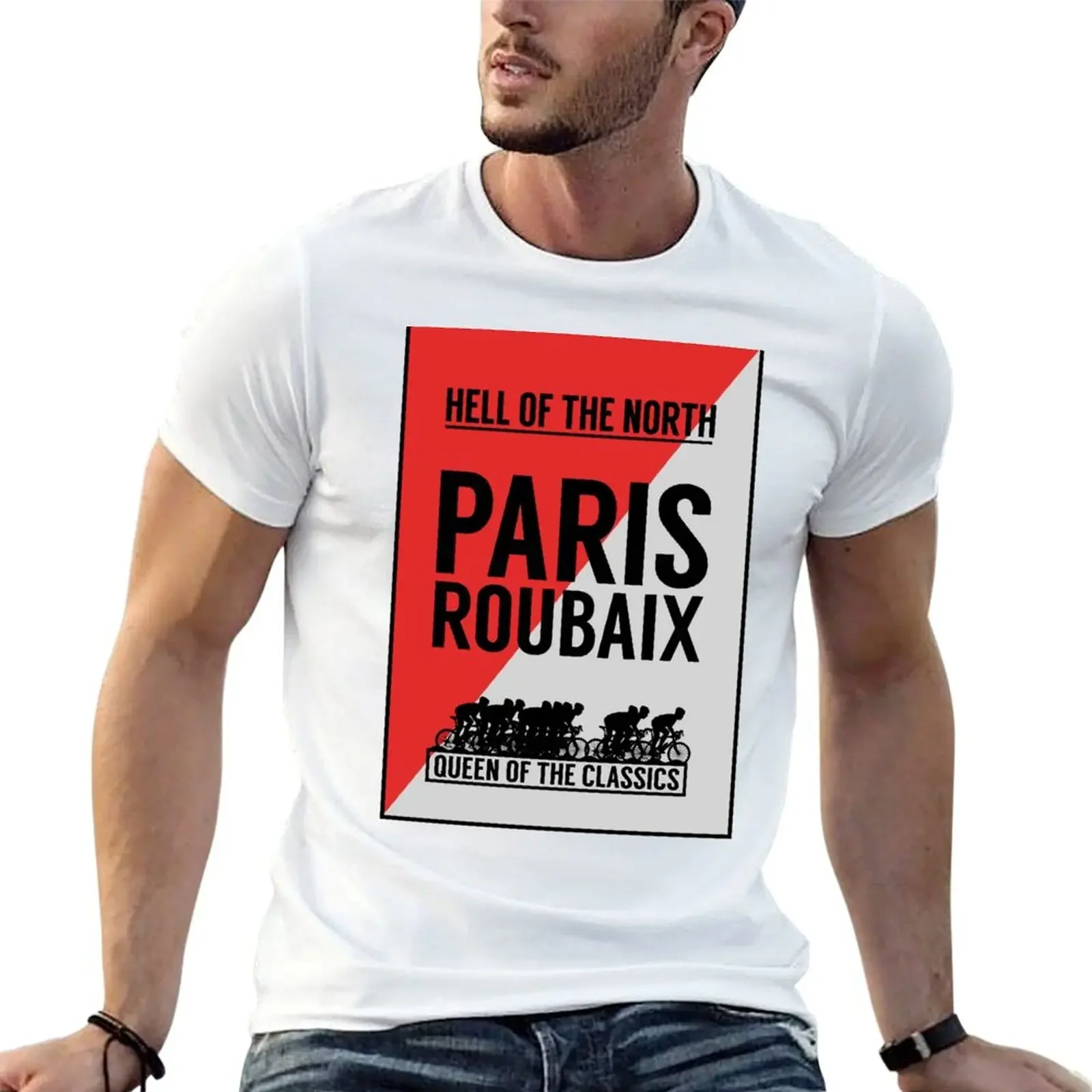 

PARIS ROUBAIX : Vintage Bike Racing Print T-Shirt anime clothes blanks anime stuff t shirt men