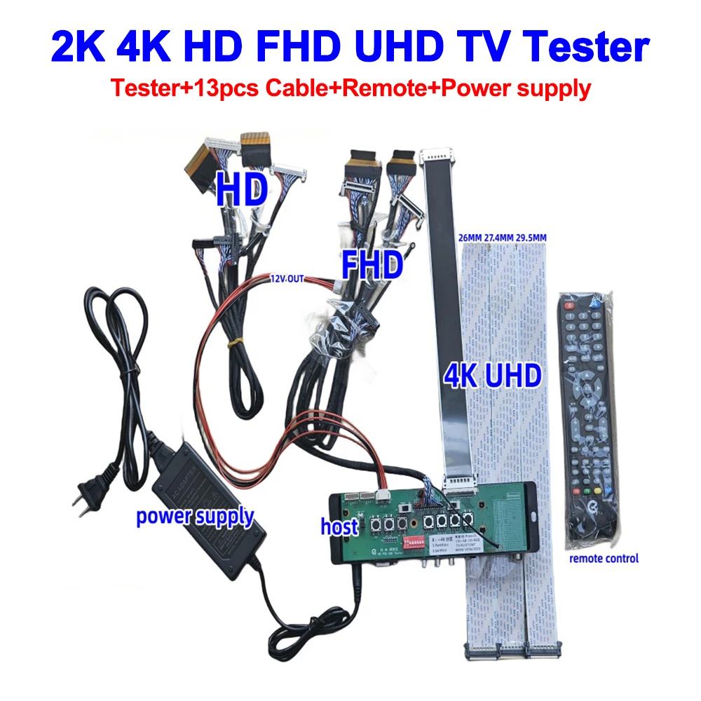 

Screen Tester 7-110“ LCD LED TV screen PC monitor 2K 4K HD FHD UHD Tester 1/2 partition TV Display Repair Tool 3840*2160 max