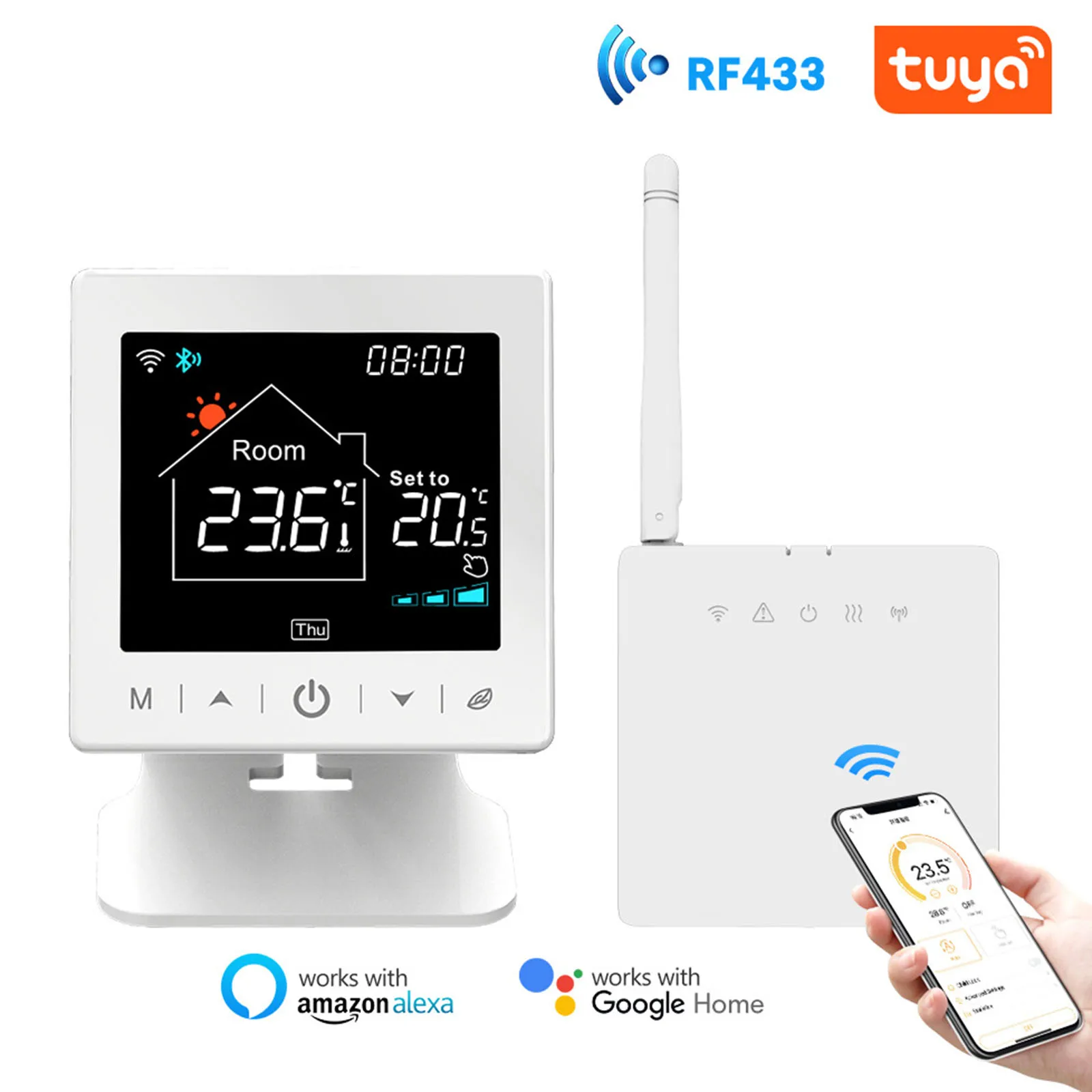 Smart WiFi thermostat with APP remote control for water and gas boilers battery powered and anti freeze function