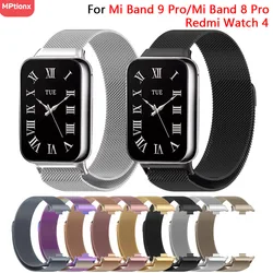 Magnetic Metal Strap For Xiaomi Mi Band 9 Pro/Mi Band 8Pro Smart Wristband Replacement Milanese Loop Watchband For Redmi watch 4