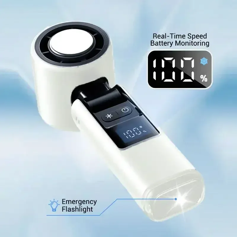  Handheld Fan with Flashlight Refrigeration USB Mini Portable Turbo Fan Electric Small Air Cooling Rechargeable Fan Amagi 