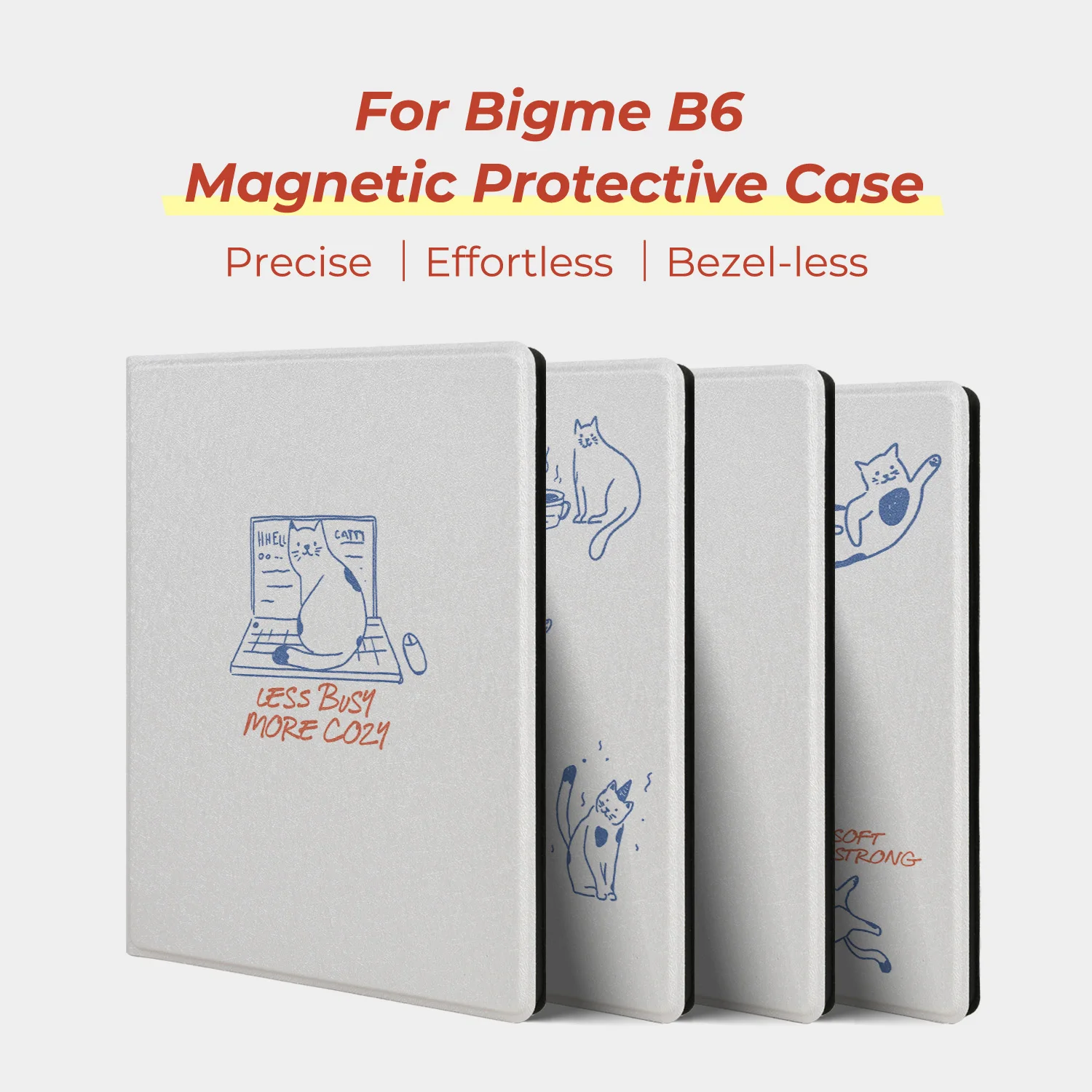 Twosheep Cover suit for Bigme B6 Case 6 inch Magnetic Attachment Shellless Auto Sleep Wake Cute Cat Dog Line Art Case