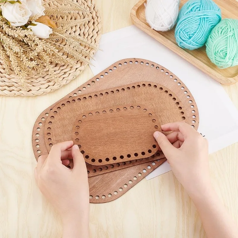 Oval Wooden Basket Base 3 Sizes Coffee Blank Crochet Basket Base Crochet Bag Bottom Crochet Bottom Accessory for DIY Basket