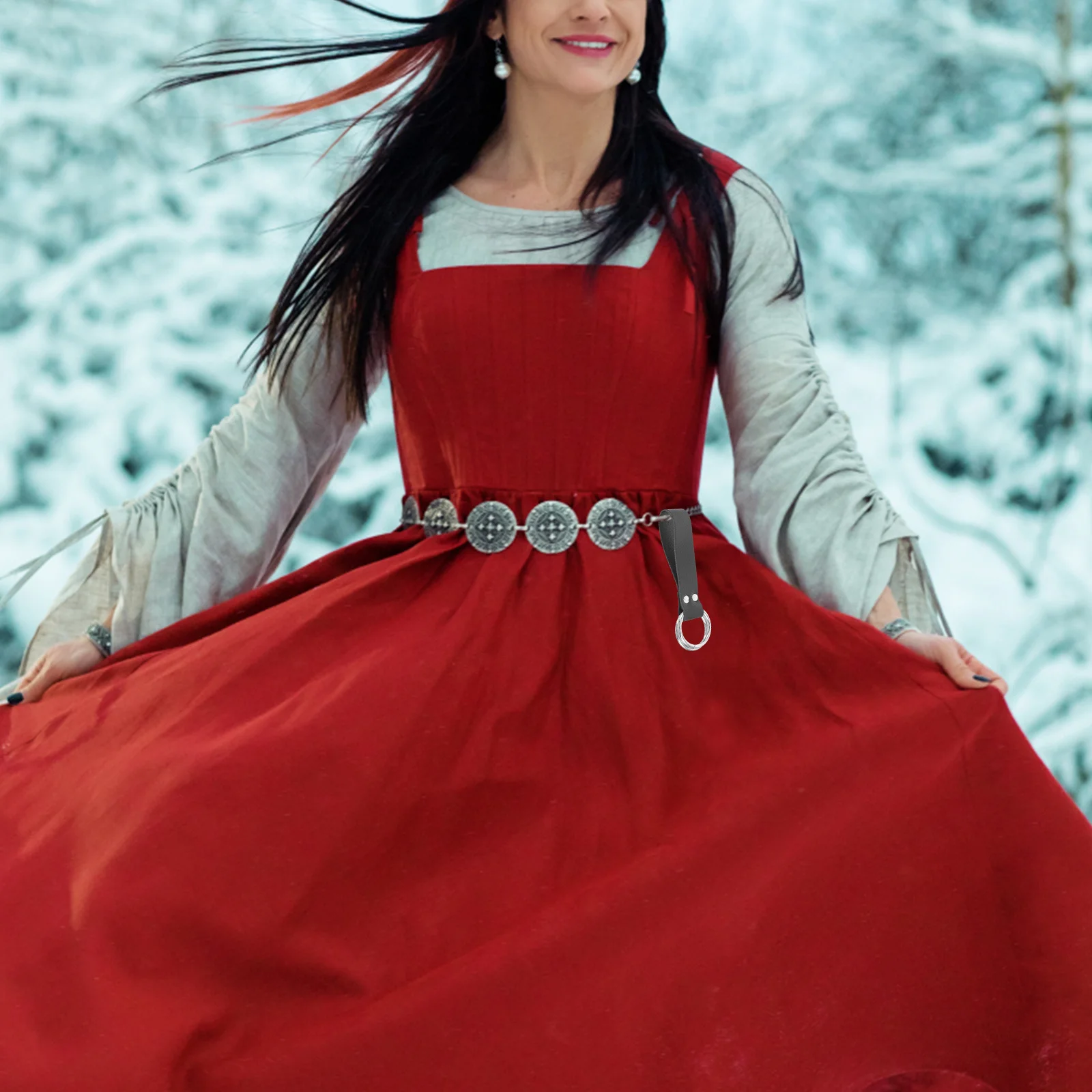 

Renaissance Skirt Hike Double Ring Loop Attachment for Waist Dress Suspenders Medieval Costume Accessory Multi-Use