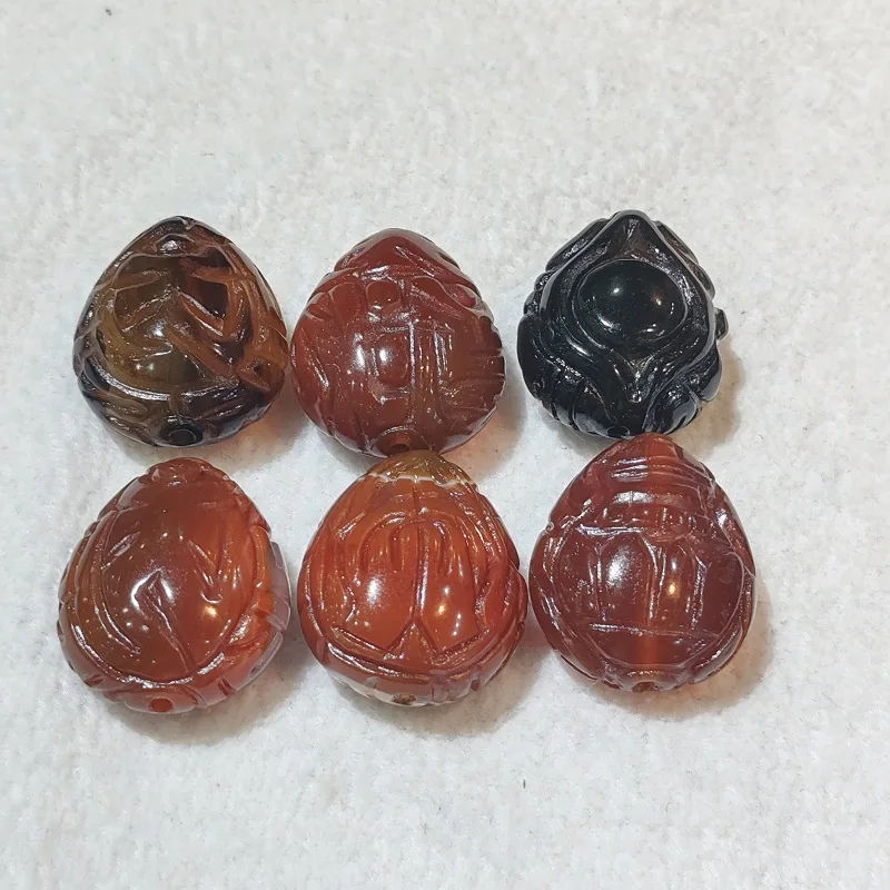 

Tibetan Natural Agate Exquisite Carved Six Character True Words Tianzhu Ethnic Necklace Pendant DIY Accessories