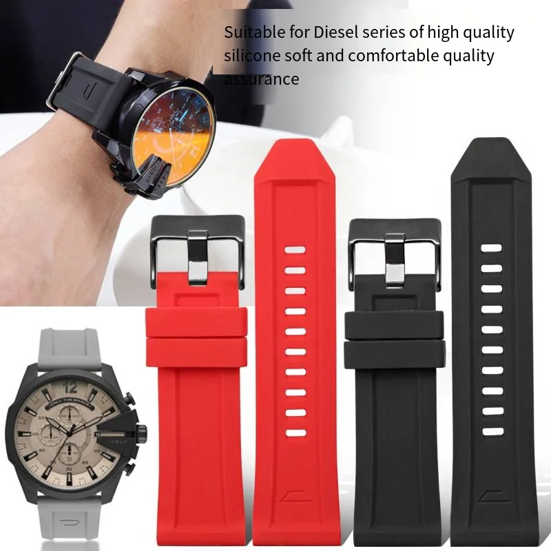

Universal silicone rubber strap 24/26/28mm Sport waterproof outdoor rubber replacement strap for men Watch accessories
