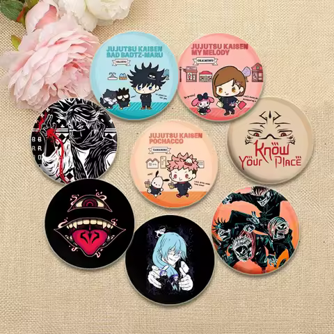HD Print Round Anime Badge Itadori Yuji Kugisaki Nobara Satoru Gojo Fushiguro Megumi Mahito Brooches Bag Accessorys Gifts Pins