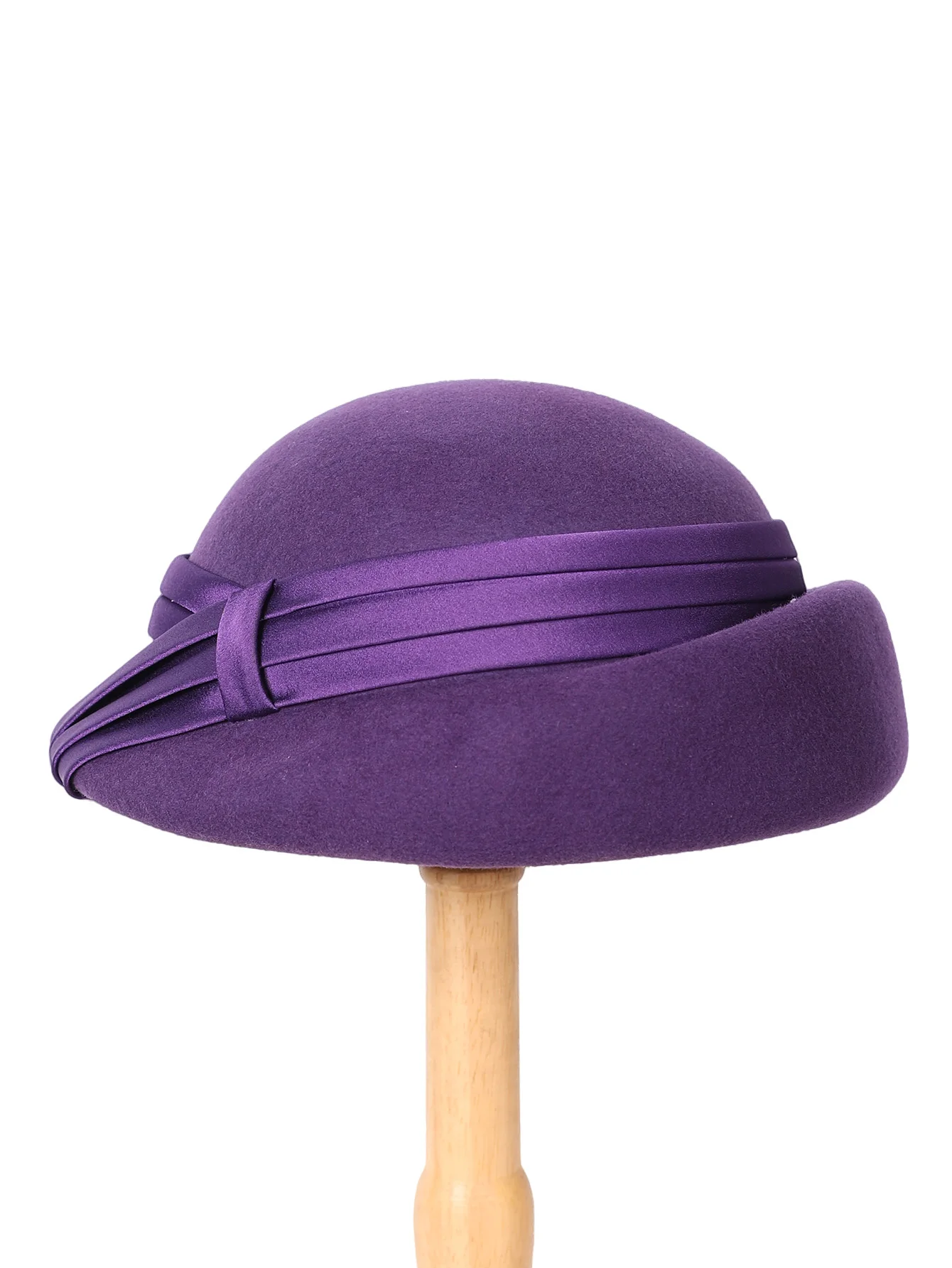 Elegant Wool Felt Fascinator Hat for Women Winter Beret Cap with Ribbon for Wedding Formal Church Tea Party Dress Millinery