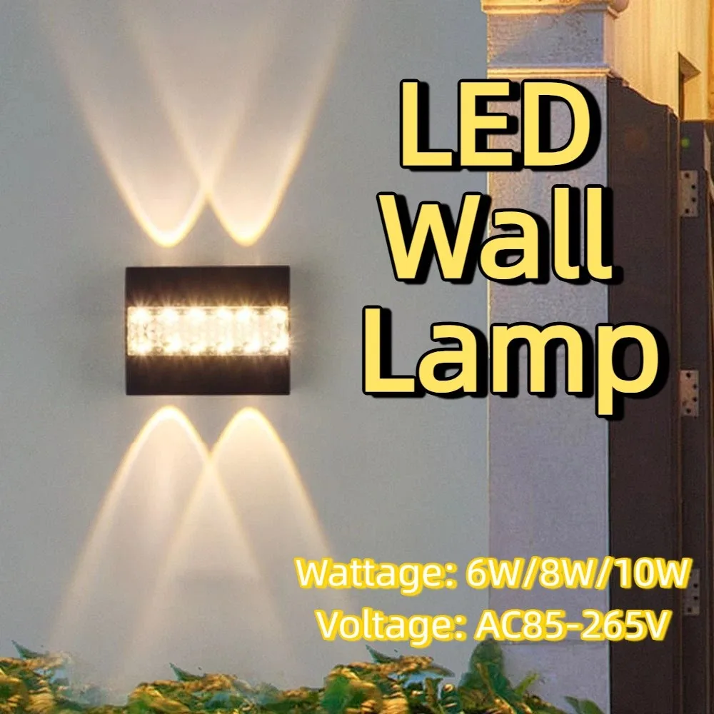 

Светодиодный настенный светильник AC85-265V 10W/8W/6W с двусторонним освещением, водонепроницаемый, энергосберегающий, с теплым/RGB светом, для подсветки стен