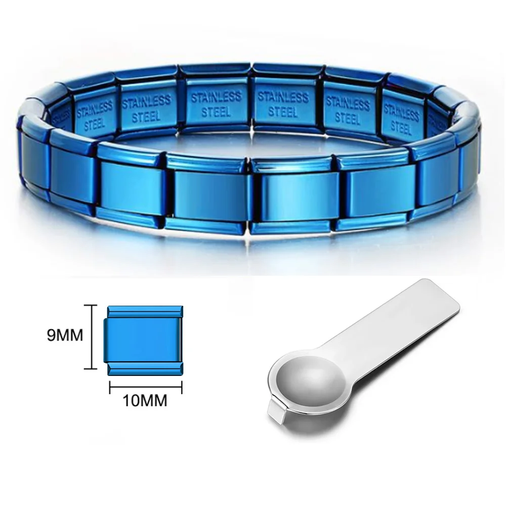 

For Women Men Italian Charm Link 9mm Width Silver Gold Color Stainless Steel Bracelets on Hand DIY Making Jewelry Wholesale