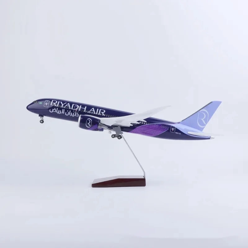 

43cm Aircraft B787 Riyadh Airways Resin Model Airplane Diecast With Wheels & LED Light For Collection Or Gift Airplane Kids Toys