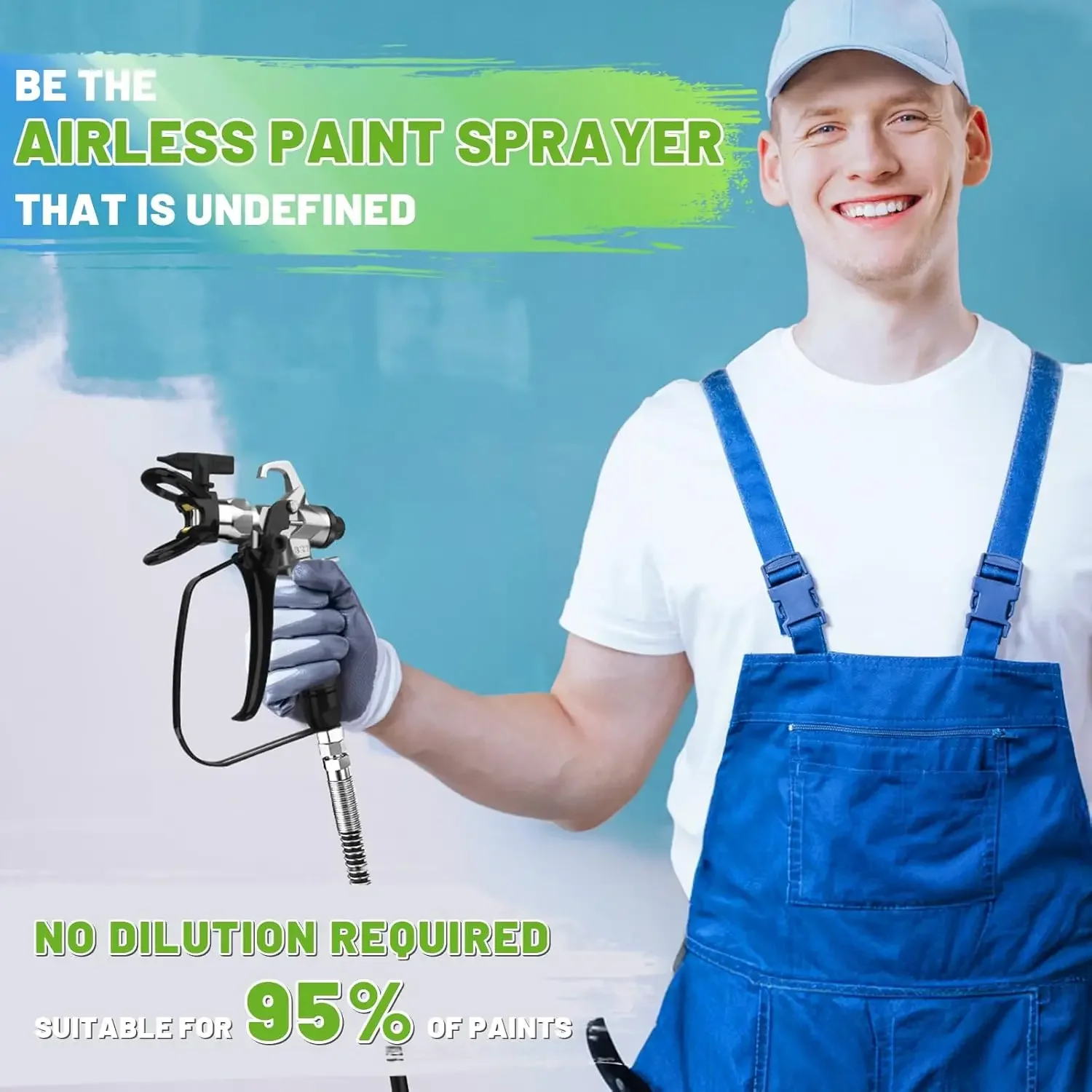 PHALANX Airless Paint Sprayer, 7/8HP 780W Wysokowydajny bezpowietrzny rozpylacz stojący, 3000PSI Elektryczny rozpylacz farby z czyszczącym Ki