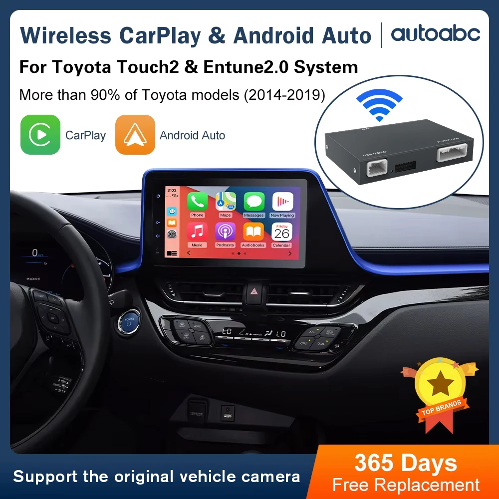 2025 neue drahtlose Carplay Android Auto für Toyota RAV4 Corolla Tacoma Camry CHR Tundra Highlander 4 Runner Multimedi-Dekodierung