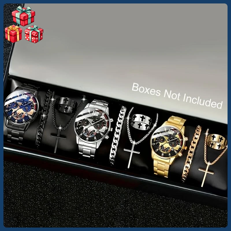 

Лидер продаж 2025, мужские кварцевые часы с тройным глазом, синий свет, стеклянный стальной ремешок, деловой праздничный подарок для пар