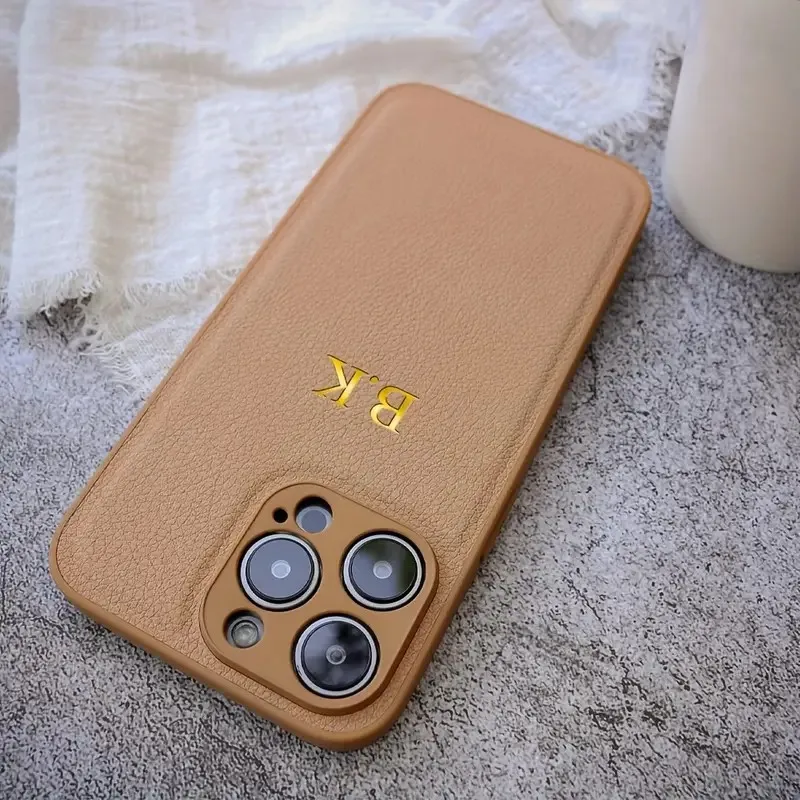 Untuk iPhone 16 Personalisasi Nama Kustom Casing Ponsel Kulit untuk iPhone 15 15 14 13 12 11Pro Max Sampul Belakang Pelindung Kustom Mewah