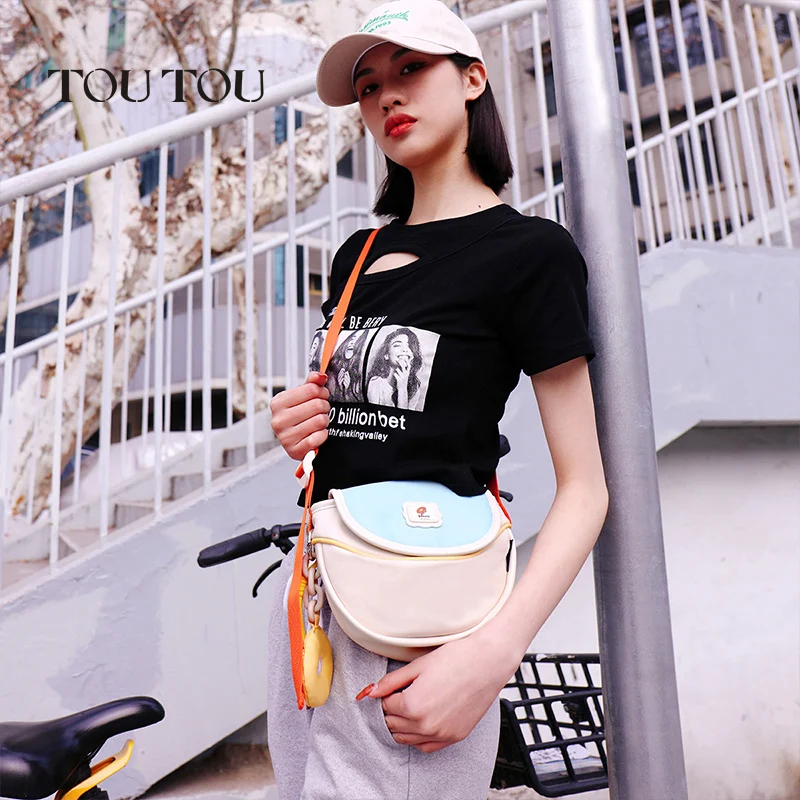 TOUTOU Women Shoulder Bag 2024 Designer Original Doughnut Chest Cute Girl Saddle Bag Sports Style Crossbody Bag Cycling Female