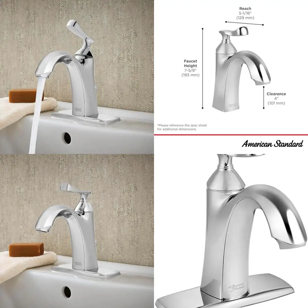 

Хромированный смеситель для ванной комнаты Chatfield, 1,2 галлона в минуту, с одной ручкой и одним отверстием