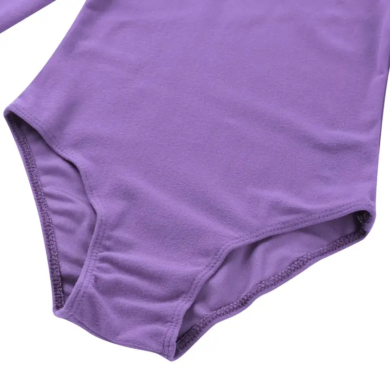 Kids Girls Long Sleeve Ballet Leotards Dance Costume Warm Solid Color Gymnastics Workout Training Bodysuit Dancer Wear - Image 4