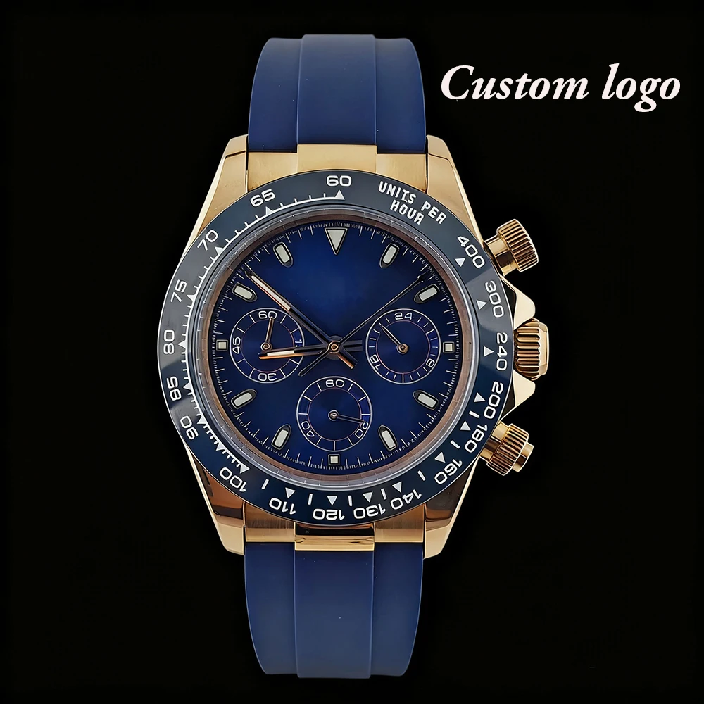 

New 39mm VK63 Watch Customized Logo Watch Men's Watch Stainless Steel Watch Sapphire Glass VK63 Movement Watch