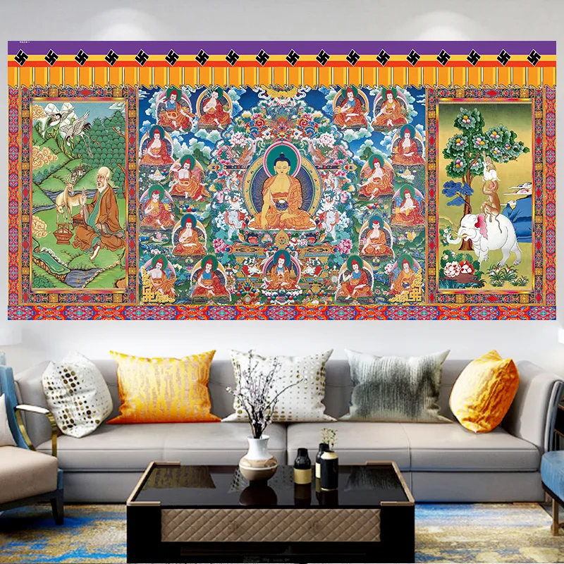 Tibetan Buddhist Thangka Tibet Buddhist FrescoLiving Room Decoration Bedroom Living Room Hanging Cloth Lobby Dormitory Tapestry