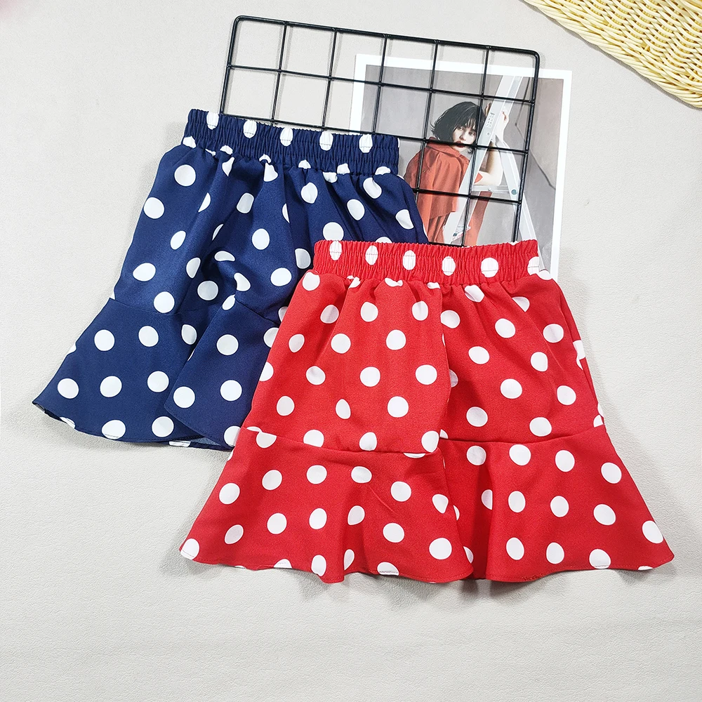 Children's Dress 2024 Summer New Girl's Fashionable Round Dot Half Skirt Minimalist Round Dot Chiffon Half Skirt Beach Skirt
