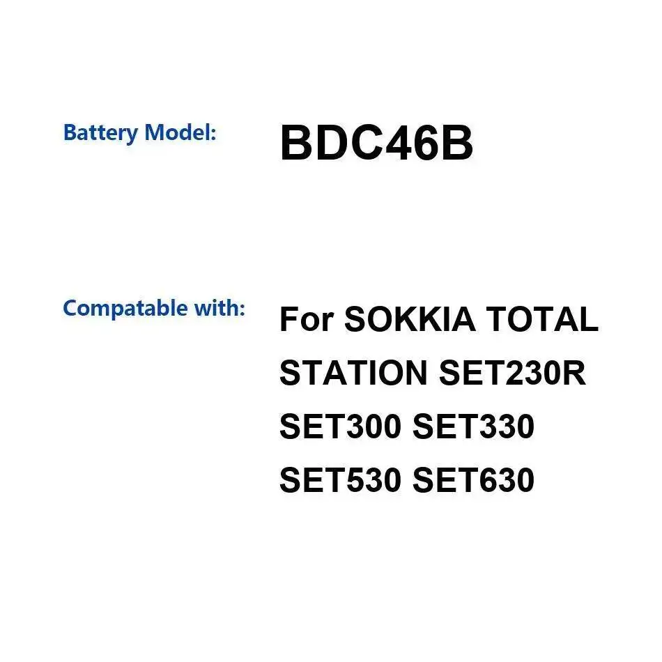 Высокоэффективный BDC46B долговечный аккумулятор для тахеометра Sokkia SET230R SET300 SET330 SET530 SET630 2600 мАч Высокоэффективный BDC46B долговечный аккумулятор для тахеометра Sokkia SET230R SET300 SET330 SET530 SET630 2600 мАч
