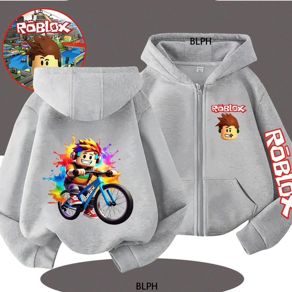 

Kids' Roblox Print Hooded Sweatshirt with Colorful Splash Design, Comfortable and Stylish for Outdoor Play