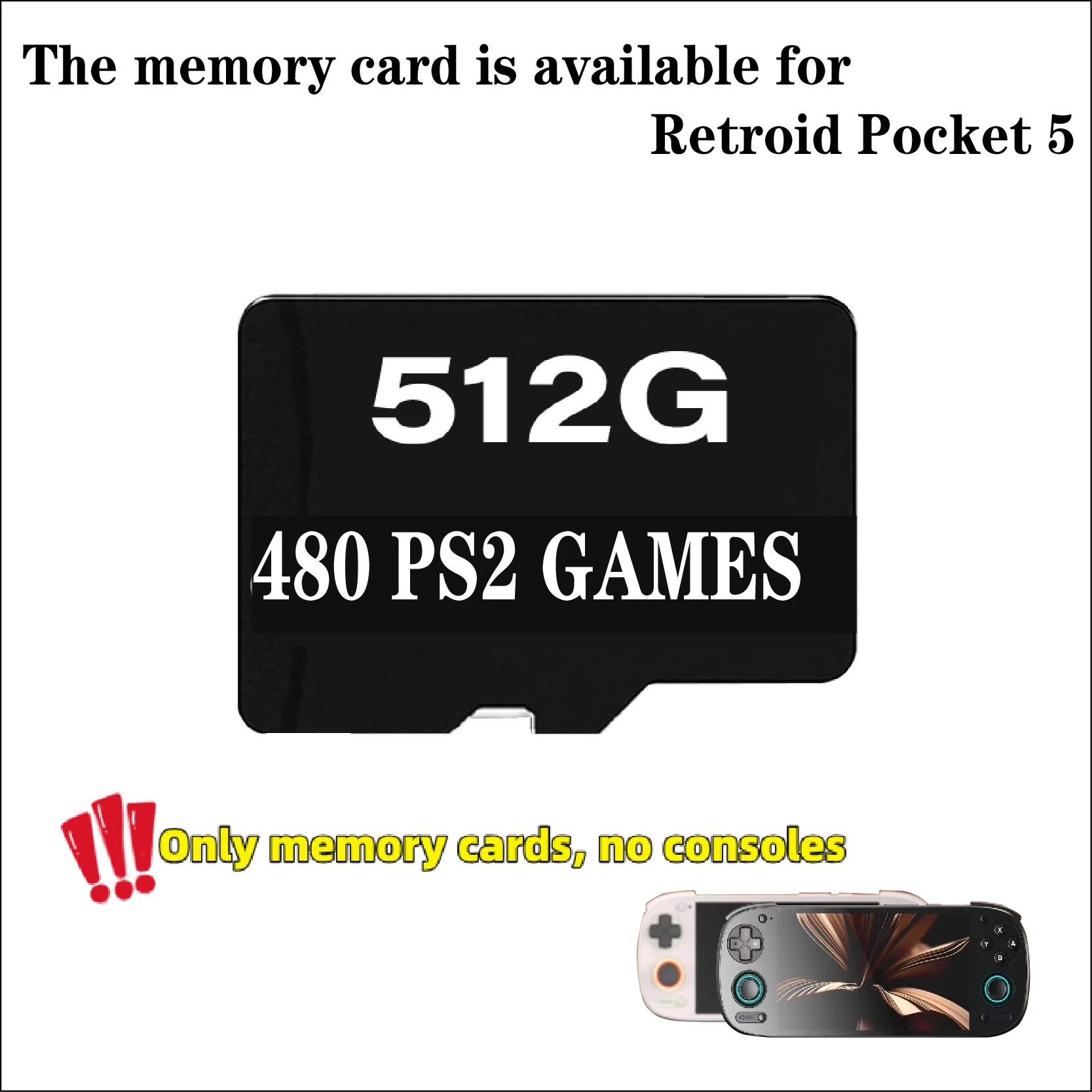 For Retroid Pocket 5 Portable Handheld Game TF Card Memory Card Popular Classic Retro Game Video Game PS2 PSP 3DS Android 13