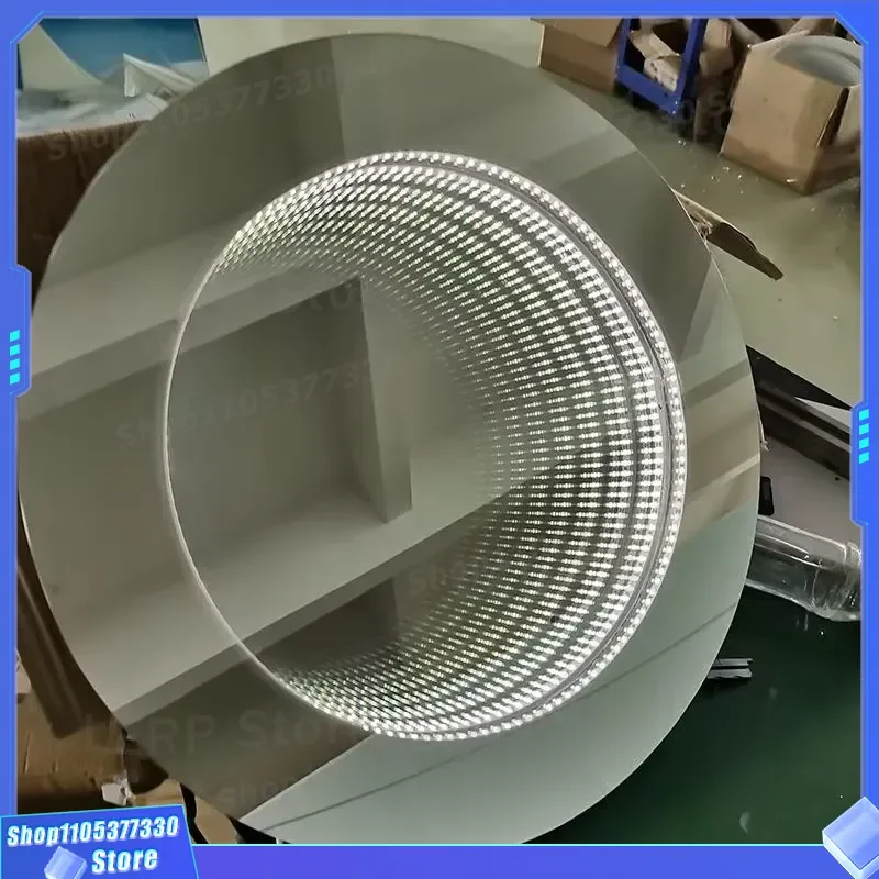 Custom Round Melaleuca Mirror Infinite Abyss Tunnel Effect Adjustable Monochrome LED Light Touch Switch Color Changing Decor